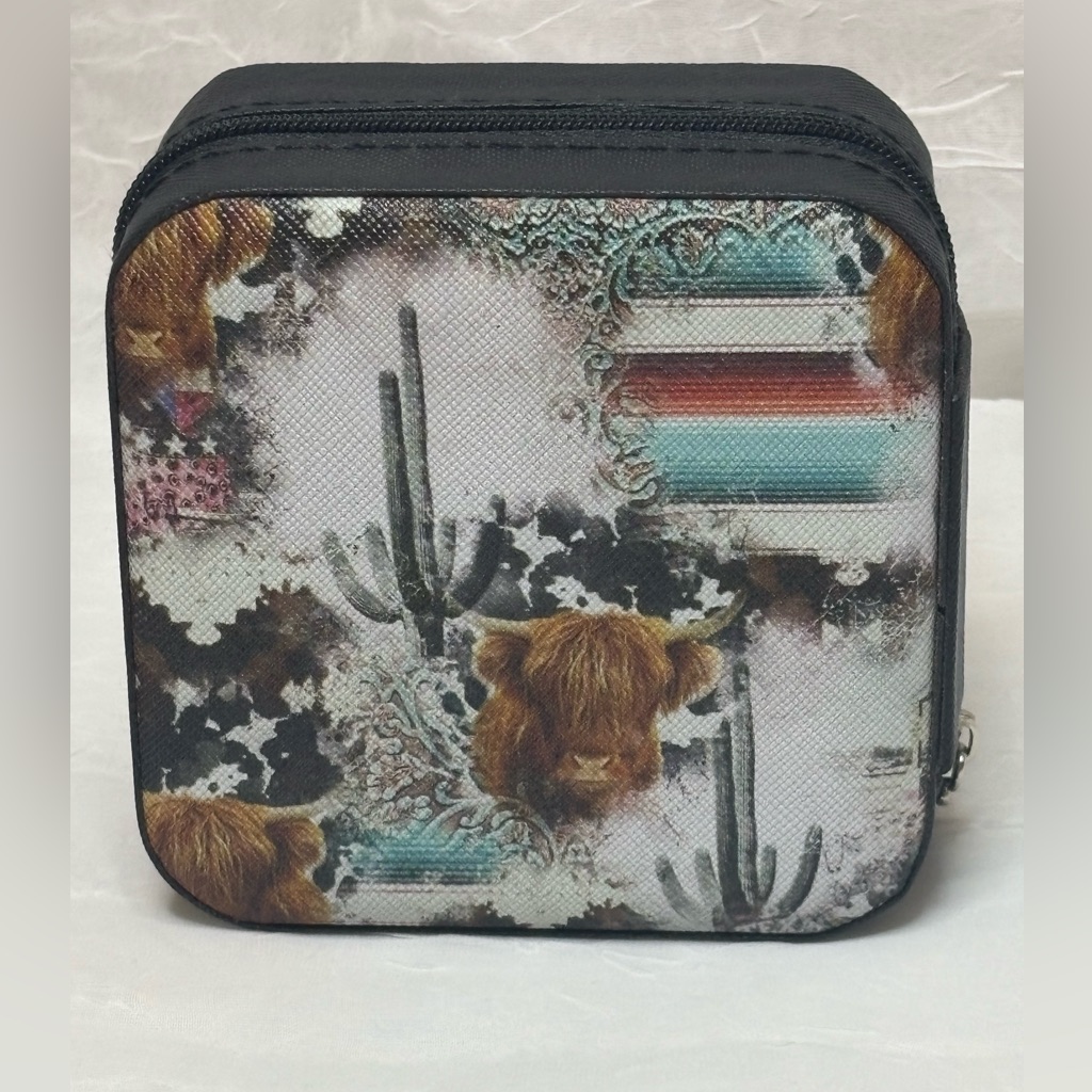 Cow Print Mini Portable Jewelry Box
